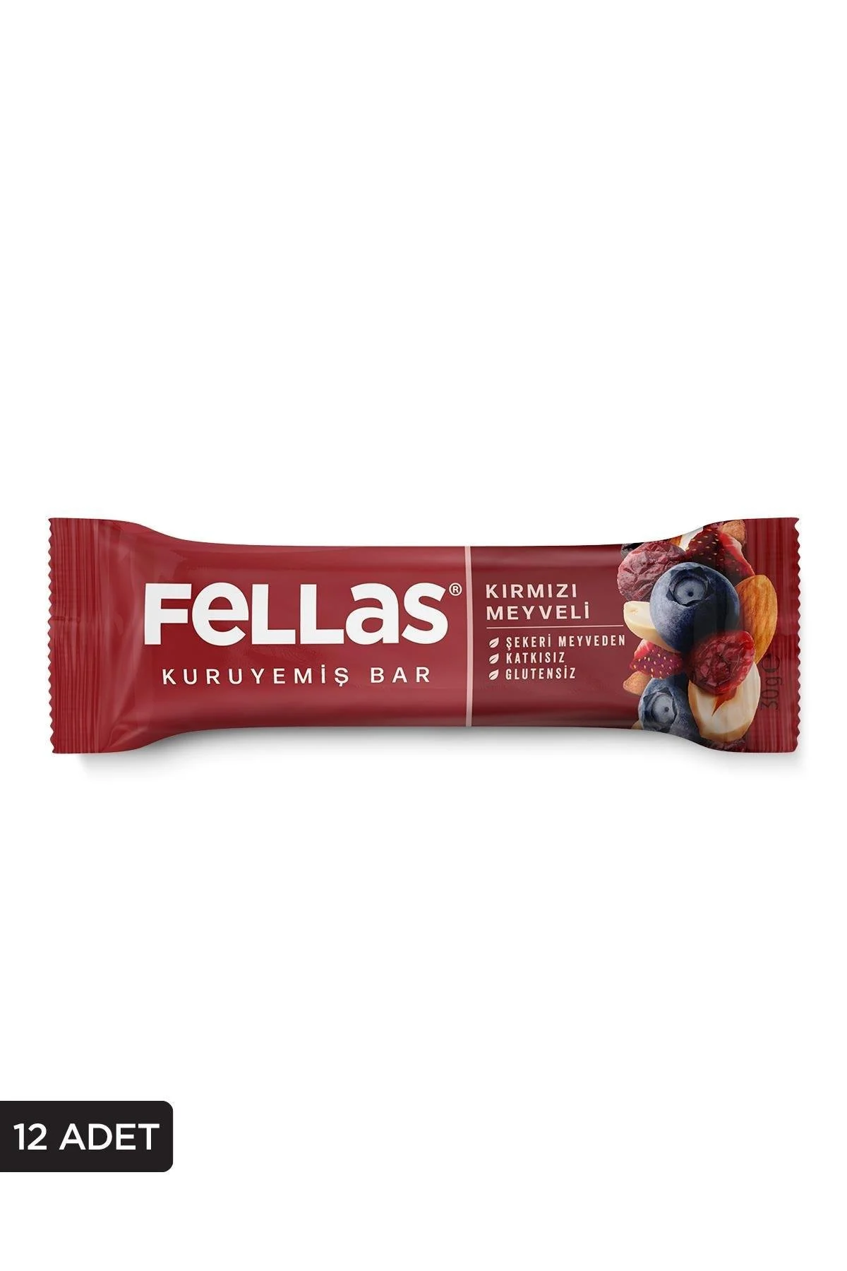 Fellas Kırmızı Meyveli Kuruyemiş Bar 30g x12 Adet